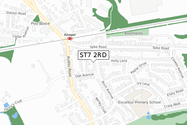 ST7 2RD map - large scale - OS Open Zoomstack (Ordnance Survey)