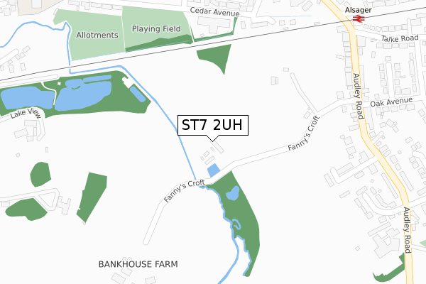 ST7 2UH map - large scale - OS Open Zoomstack (Ordnance Survey)