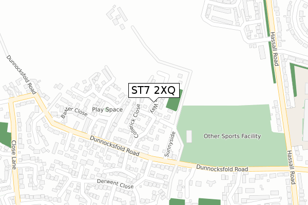 ST7 2XQ map - large scale - OS Open Zoomstack (Ordnance Survey) ST7 2XQ map - large scale - OS Open Zoomstack (Ordnance Survey)