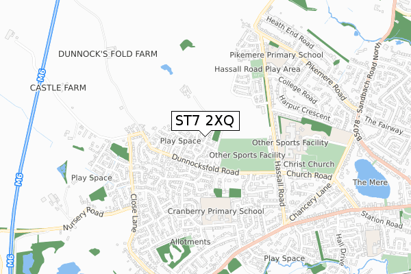 ST7 2XQ map - small scale - OS Open Zoomstack (Ordnance Survey) ST7 2XQ map - small scale - OS Open Zoomstack (Ordnance Survey)