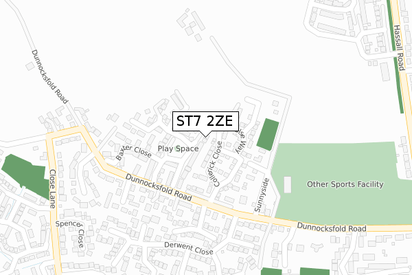 ST7 2ZE map - large scale - OS Open Zoomstack (Ordnance Survey)