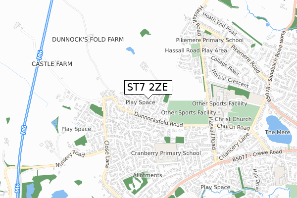 ST7 2ZE map - small scale - OS Open Zoomstack (Ordnance Survey)