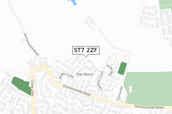 ST7 2ZF map - large scale - OS Open Zoomstack (Ordnance Survey)