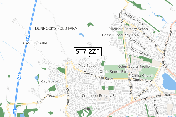 ST7 2ZF map - small scale - OS Open Zoomstack (Ordnance Survey)
