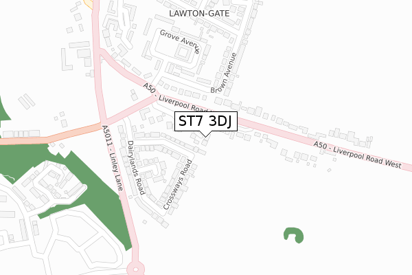ST7 3DJ map - large scale - OS Open Zoomstack (Ordnance Survey)