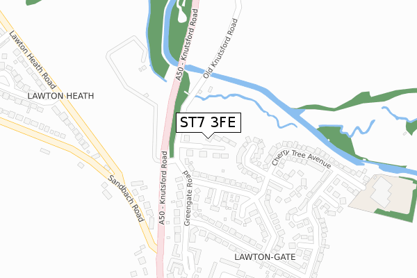 ST7 3FE map - large scale - OS Open Zoomstack (Ordnance Survey)