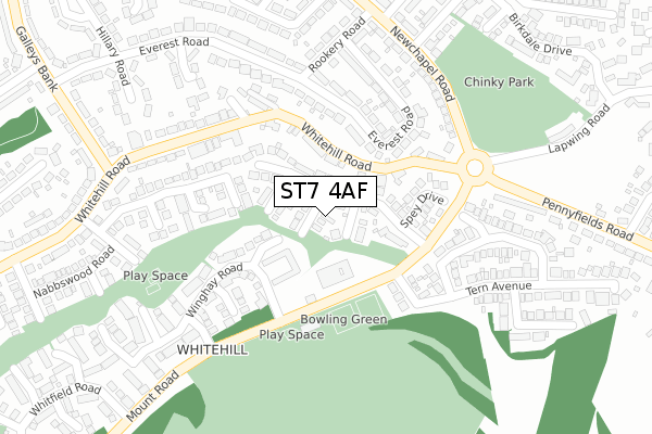 ST7 4AF map - large scale - OS Open Zoomstack (Ordnance Survey)