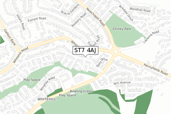 ST7 4AJ map - large scale - OS Open Zoomstack (Ordnance Survey)