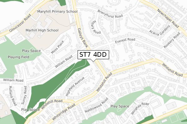 ST7 4DD map - large scale - OS Open Zoomstack (Ordnance Survey)