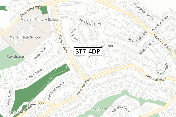 ST7 4DP map - large scale - OS Open Zoomstack (Ordnance Survey)
