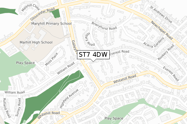 ST7 4DW map - large scale - OS Open Zoomstack (Ordnance Survey)