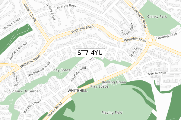 ST7 4YU map - large scale - OS Open Zoomstack (Ordnance Survey)