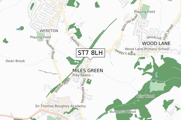 ST7 8LH map - small scale - OS Open Zoomstack (Ordnance Survey) ST7 8LH map - small scale - OS Open Zoomstack (Ordnance Survey)