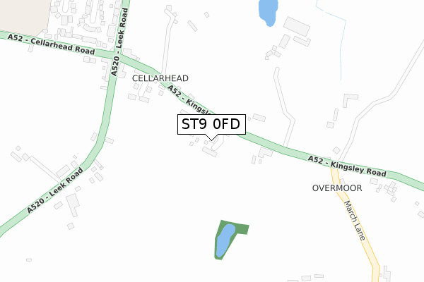 ST9 0FD map - large scale - OS Open Zoomstack (Ordnance Survey)