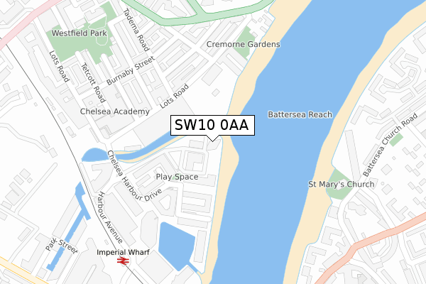 SW10 0AA map - large scale - OS Open Zoomstack (Ordnance Survey)