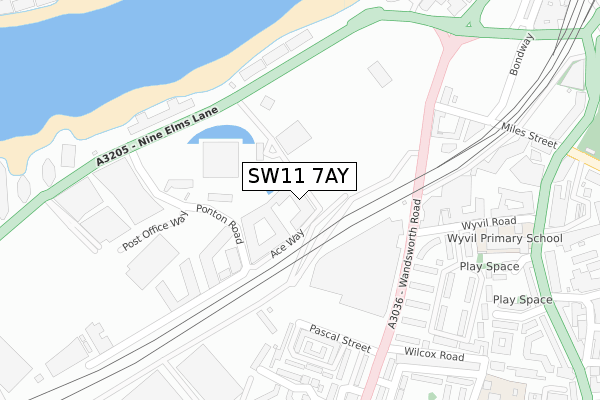 SW11 7AY map - large scale - OS Open Zoomstack (Ordnance Survey)