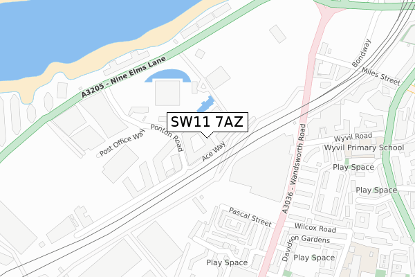 SW11 7AZ map - large scale - OS Open Zoomstack (Ordnance Survey)