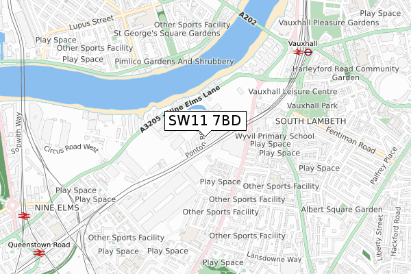 SW11 7BD map - small scale - OS Open Zoomstack (Ordnance Survey) SW11 7BD map - small scale - OS Open Zoomstack (Ordnance Survey)