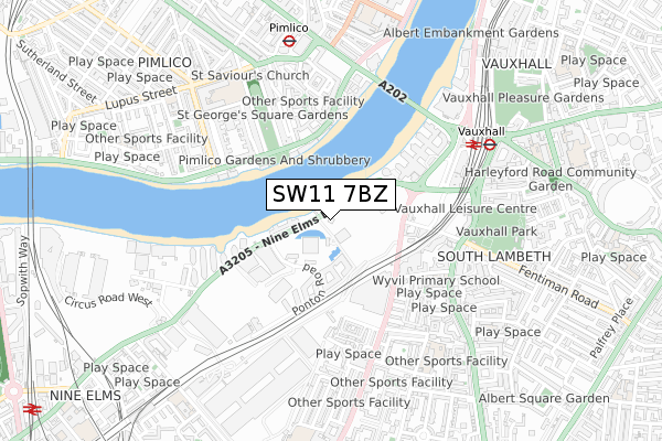 SW11 7BZ map - small scale - OS Open Zoomstack (Ordnance Survey) SW11 7BZ map - small scale - OS Open Zoomstack (Ordnance Survey)