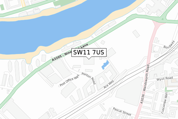 SW11 7US map - large scale - OS Open Zoomstack (Ordnance Survey)