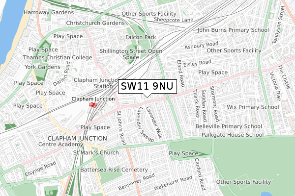 SW11 9NU map - small scale - OS Open Zoomstack (Ordnance Survey) SW11 9NU map - small scale - OS Open Zoomstack (Ordnance Survey)