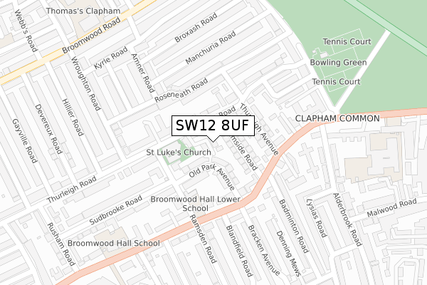 SW12 8UF map - large scale - OS Open Zoomstack (Ordnance Survey) SW12 8UF map - large scale - OS Open Zoomstack (Ordnance Survey)