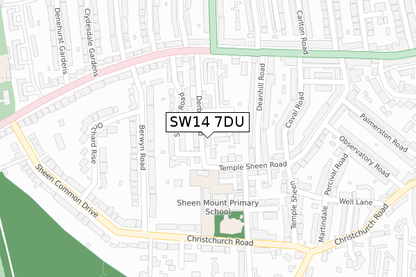 SW14 7DU map - large scale - OS Open Zoomstack (Ordnance Survey)