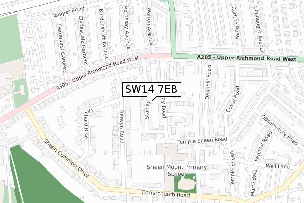 SW14 7EB map - large scale - OS Open Zoomstack (Ordnance Survey)