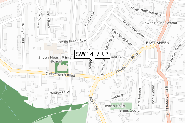 SW14 7RP map - large scale - OS Open Zoomstack (Ordnance Survey)