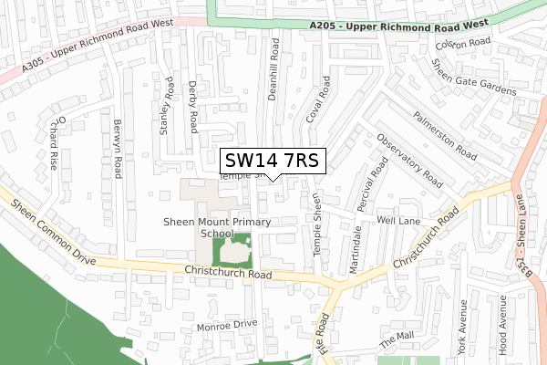 SW14 7RS map - large scale - OS Open Zoomstack (Ordnance Survey)