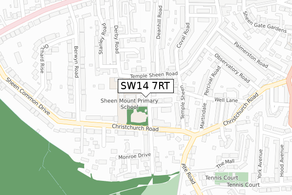 SW14 7RT map - large scale - OS Open Zoomstack (Ordnance Survey)
