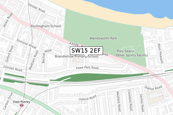 SW15 2EF map - large scale - OS Open Zoomstack (Ordnance Survey)