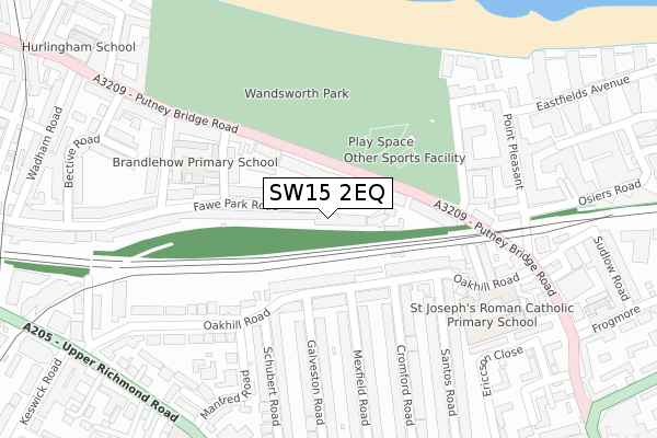 SW15 2EQ map - large scale - OS Open Zoomstack (Ordnance Survey)