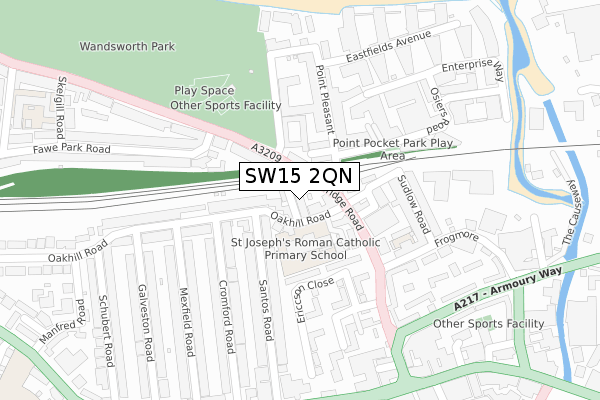 SW15 2QN map - large scale - OS Open Zoomstack (Ordnance Survey)