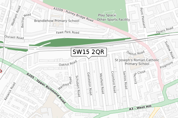 SW15 2QR map - large scale - OS Open Zoomstack (Ordnance Survey)