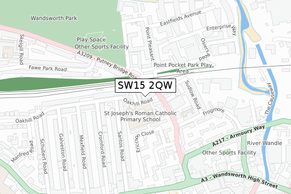 SW15 2QW map - large scale - OS Open Zoomstack (Ordnance Survey)