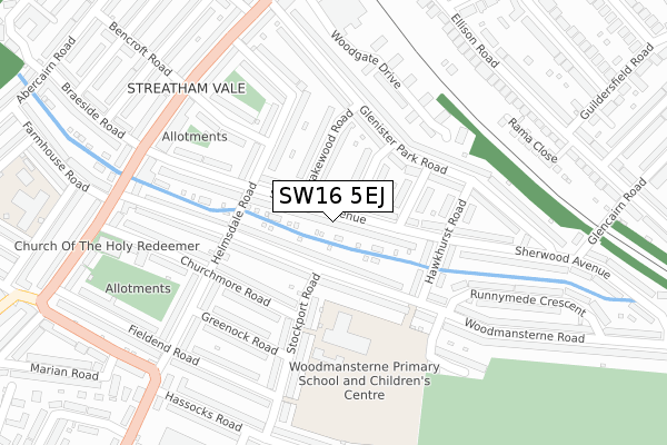 SW16 5EJ map - large scale - OS Open Zoomstack (Ordnance Survey)