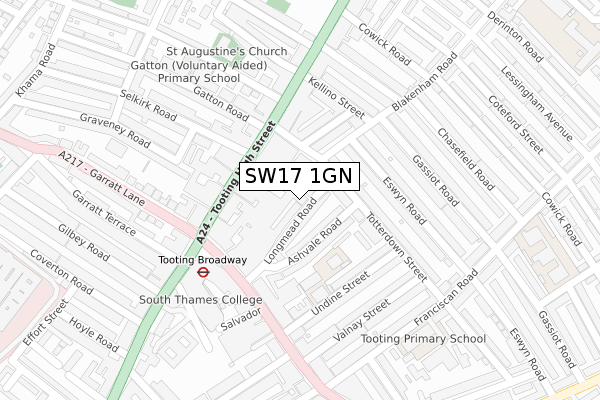 SW17 1GN map - large scale - OS Open Zoomstack (Ordnance Survey)