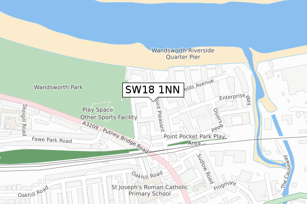 SW18 1NN map - large scale - OS Open Zoomstack (Ordnance Survey)