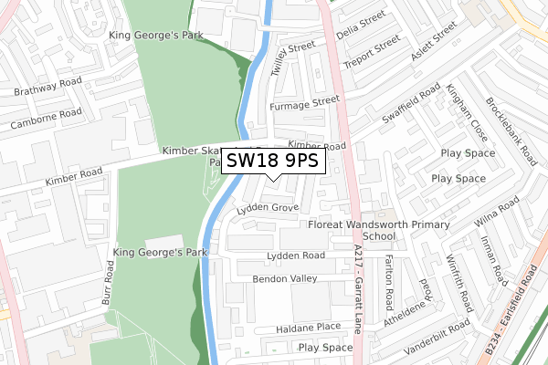 SW18 9PS map - large scale - OS Open Zoomstack (Ordnance Survey)