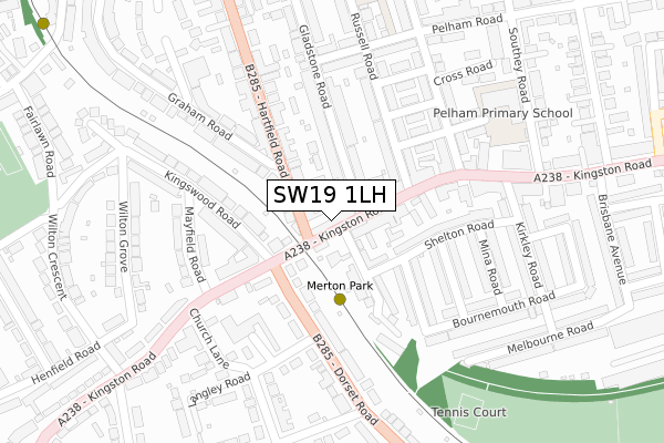 SW19 1LH map - large scale - OS Open Zoomstack (Ordnance Survey)