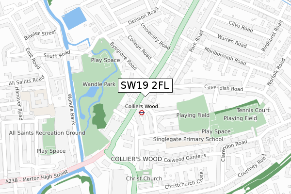 SW19 2FL map - large scale - OS Open Zoomstack (Ordnance Survey)