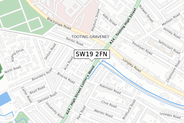 SW19 2FN map - large scale - OS Open Zoomstack (Ordnance Survey)