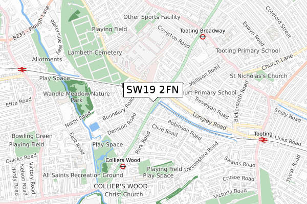 SW19 2FN map - small scale - OS Open Zoomstack (Ordnance Survey)