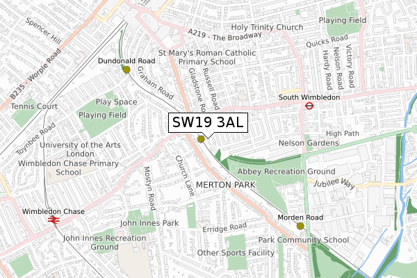 SW19 3AL map - small scale - OS Open Zoomstack (Ordnance Survey)