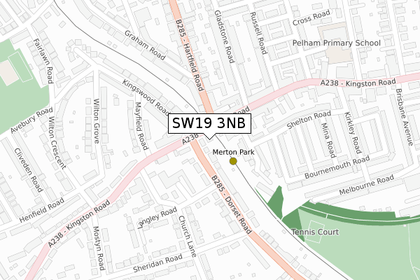 SW19 3NB map - large scale - OS Open Zoomstack (Ordnance Survey)