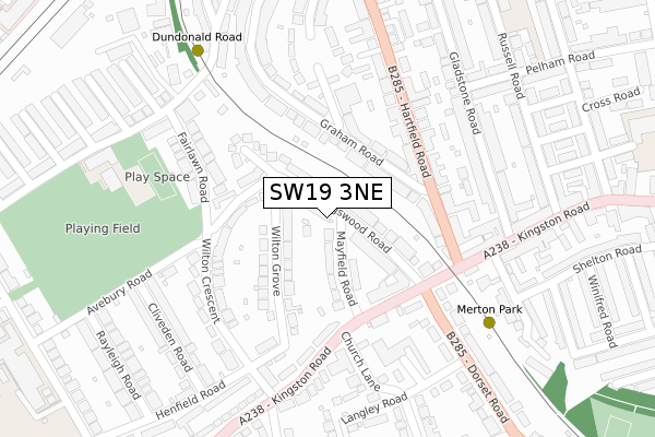 SW19 3NE map - large scale - OS Open Zoomstack (Ordnance Survey)