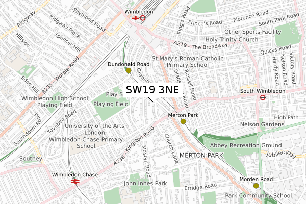 SW19 3NE map - small scale - OS Open Zoomstack (Ordnance Survey)