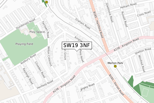 SW19 3NF map - large scale - OS Open Zoomstack (Ordnance Survey)