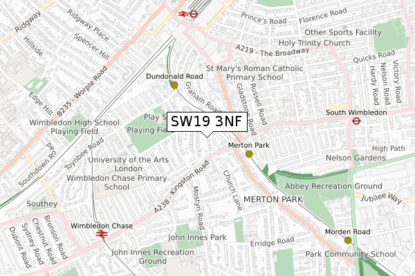 SW19 3NF map - small scale - OS Open Zoomstack (Ordnance Survey)